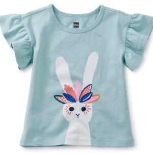 Tea Collection Baby Girl Flutter Sleeve Bunny Graphic Tee NWT 9-12 M Cotton